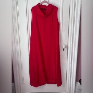 Women’s Francesca Bettini Made in Italy 100%Linen Cowl Neck Sleeveless Maxi